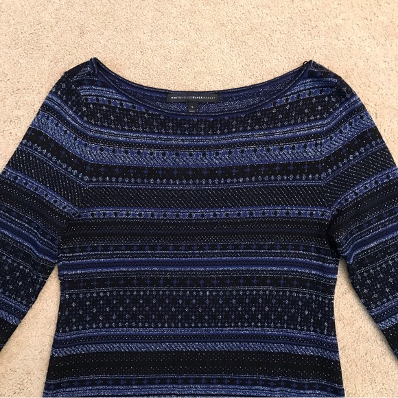 White House Black Market Blue Sparkle Mini Dress Size Small Pullover Party - Picture 12 of 13